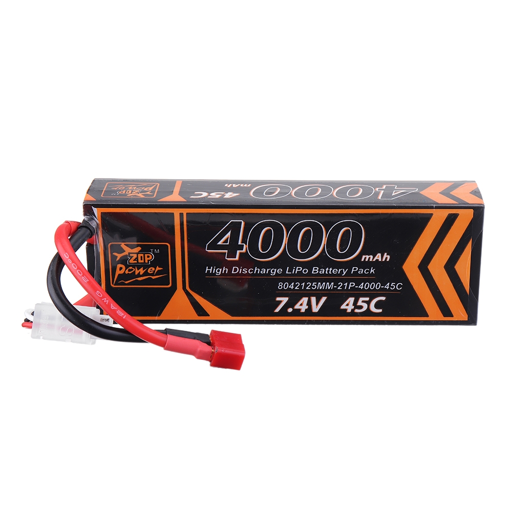 ZOP Power 7.4V 4000mAh 45C 2S Lipo Battery T Plug for RC Car