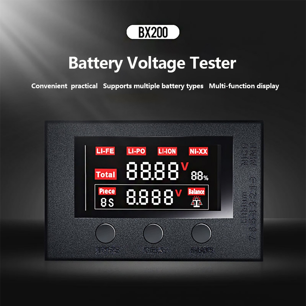 HotRc BX200 2-7S Low Voltage Buzzer Alarm Lipo Battery Voltage Tester Meter for RC Airplane