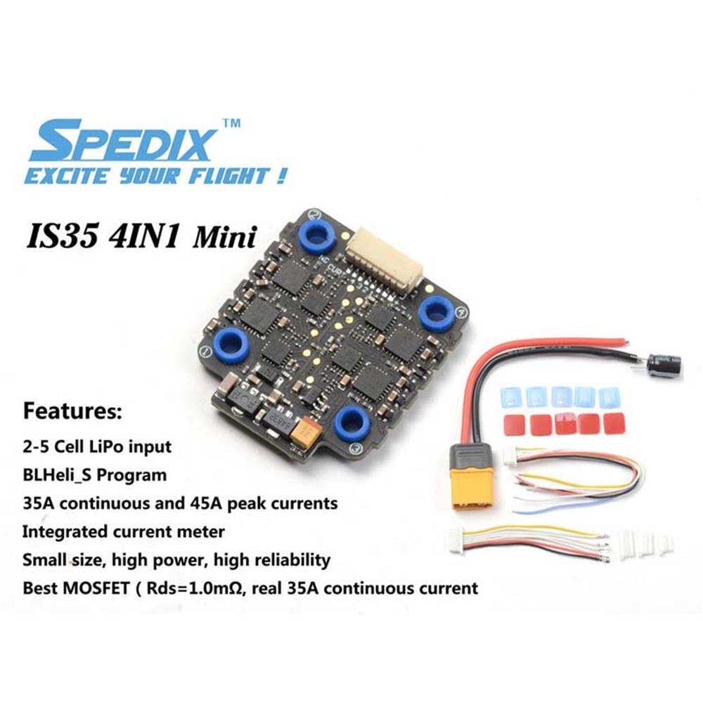Spedix IS35 35A Blheli_S 2-5S 4 IN 1 Brushless ESC 20x20mm for RC Drone FPV Racing