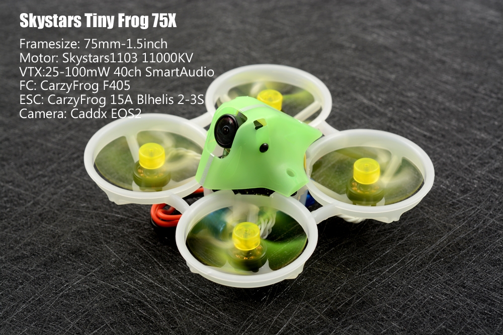 Skystars TinyFrog 75X Crazyfrog F4 OSD 75mm 2-3S FPV Racing Drone PNP BNF w/ Upgrade 15A BB2 ESC CADDX EOS2