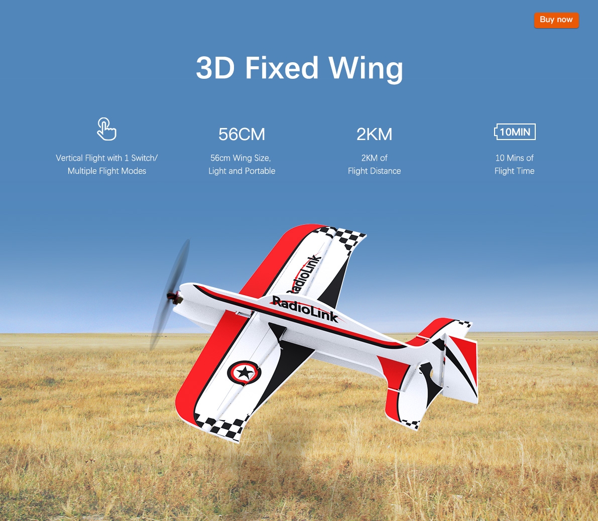 Radiolink A560 560mm Wingspan 3D Poly Fixed Wing RC Aircraft Drone Airplane RTF 2KM For Beginner Trainer