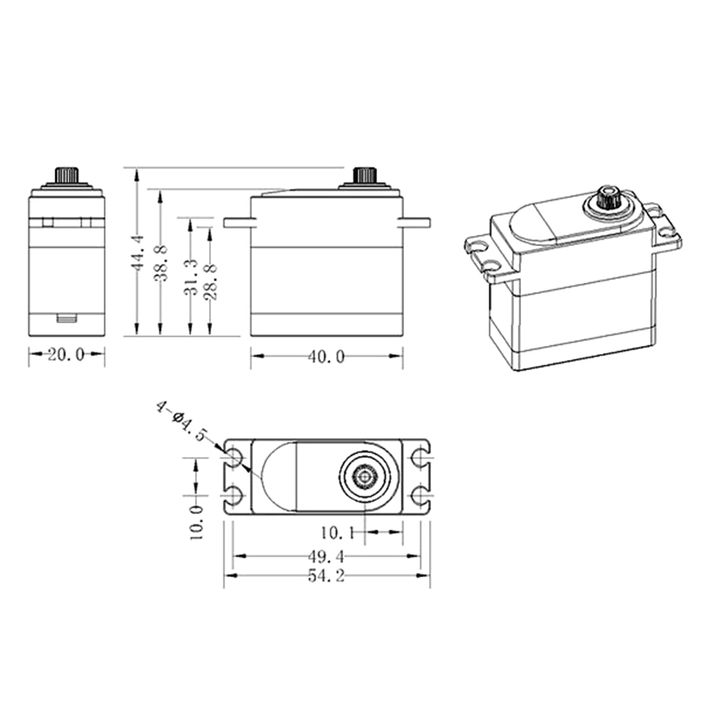 ROBSG BLS2206S 25KG Brushless Waterproof Metal Gear Digital Servo For 1/8 1/10 RC Car 600-700 Class RC Helicopter