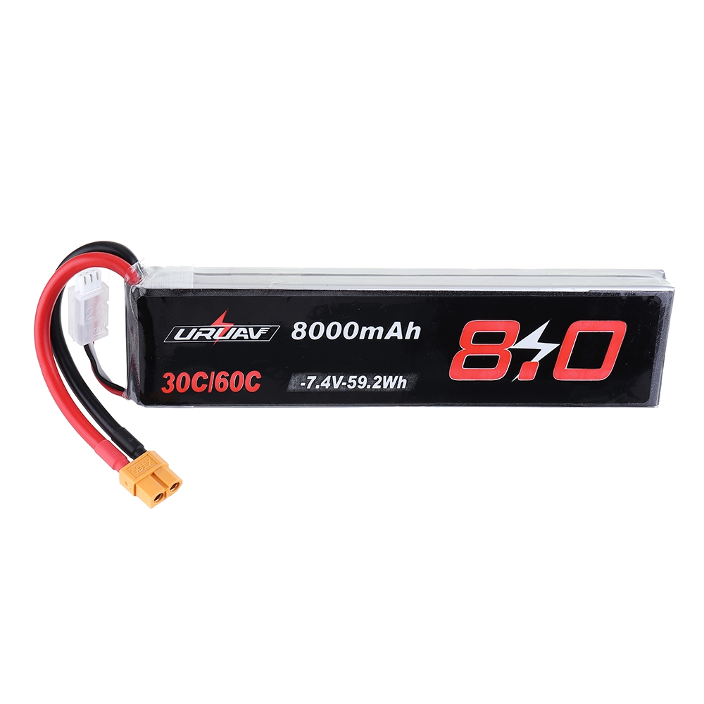 URUAV 7.4V 8000mAh 30/60C 2S Lipo Battery XT60 Plug for RC Quadcopter FPV Drone