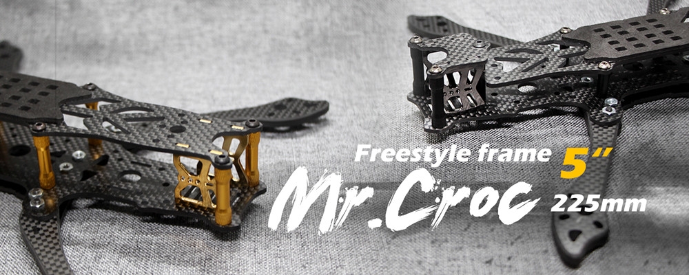 FLYWOO Mr.Croc 225mm 5 Inch FPV Freestyle Carbon Fiber Racing Frame Kit 5mm Arm