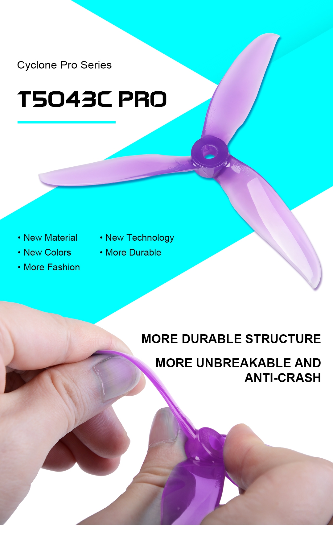 2 Pairs DALPROP Cyclone 5 Inch T5043C Pro Triblade Freestyle Props Propeller for RC Drone FPV Racing