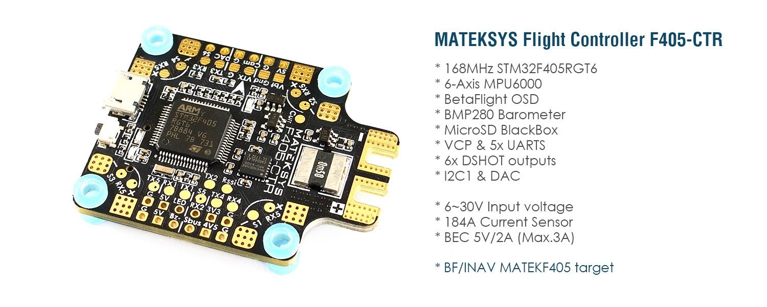 Summer Prime Sale Matek Systems BetaFlight F405-CTR Flight Controller Built-in PDB OSD 5V/2A BEC Current Sensor for RC Drone