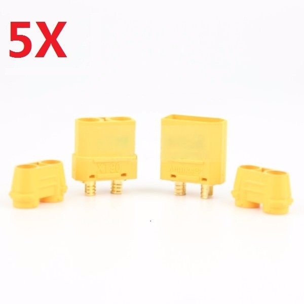 5 Pair Amass XT90+ Plug Connector Male & Female With Sheath