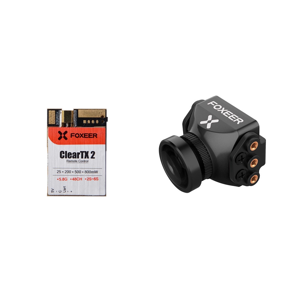 2.5mm Foxeer Standard/Mini Predator 4 Super 1000TVL FPV Racing Camera+Foxeer ClearTX 2 5.8G 48CH 25/200/500/800mW Uart Remote Control VTx FPV Transmitter MMCX