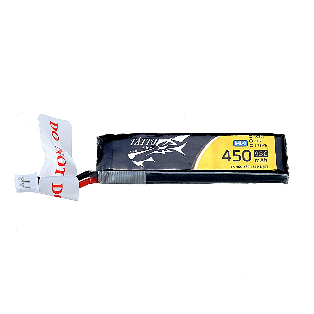 Tattu 3.8V 450mAh 95C 1S HV 4.35V Lipo Battery with JST-PHR Plug for Tiny Hawk Long Pack