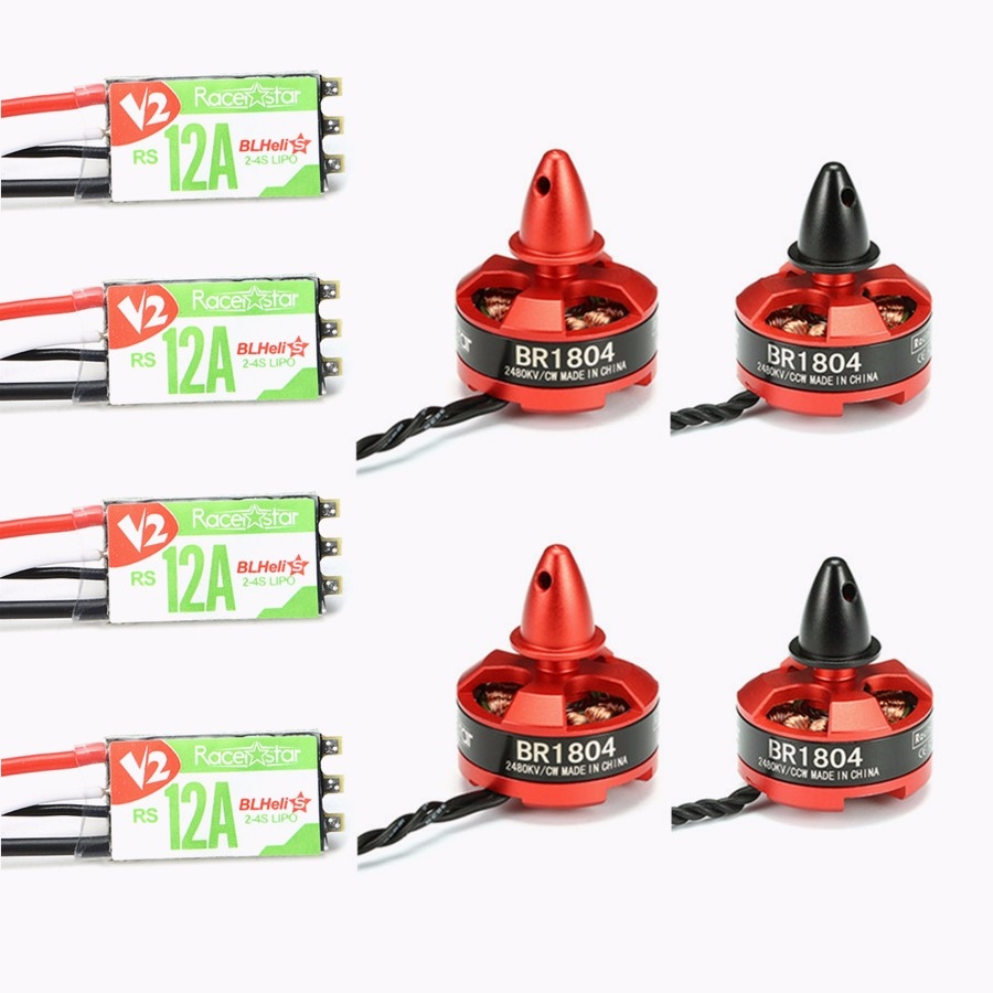 4X Racerstar Racing Edition 1804 BR1804 2480KV 1-3S Motor + RS12A V2 Blheli_S 2-4S ESC D-shot