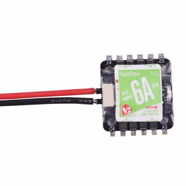 Racerstar 20x20mm Mini RS6Ax4 6A 1-2S Blheli_S  BB2 4 In 1 ESC with 5V BEC Support 16.5 Dshot600