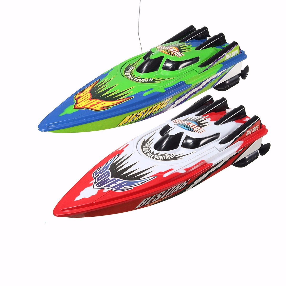 Red Green Plastic Durable Remote Control Twin Motor High Speed Racing RC Boat Toy