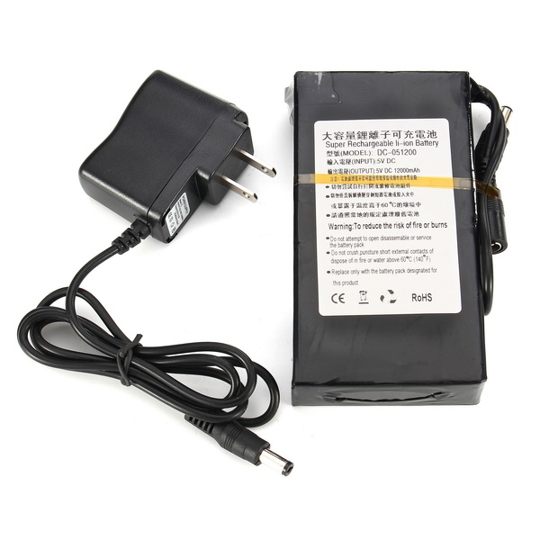 FPV Power Management DC 5V 12000mAh Super Rechargeable Portable Lithium-ion Battery Pack