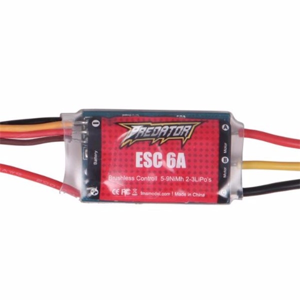 FMS Predator 6A Brushless ESC With 2A Linear BEC JST Plug for RC Models