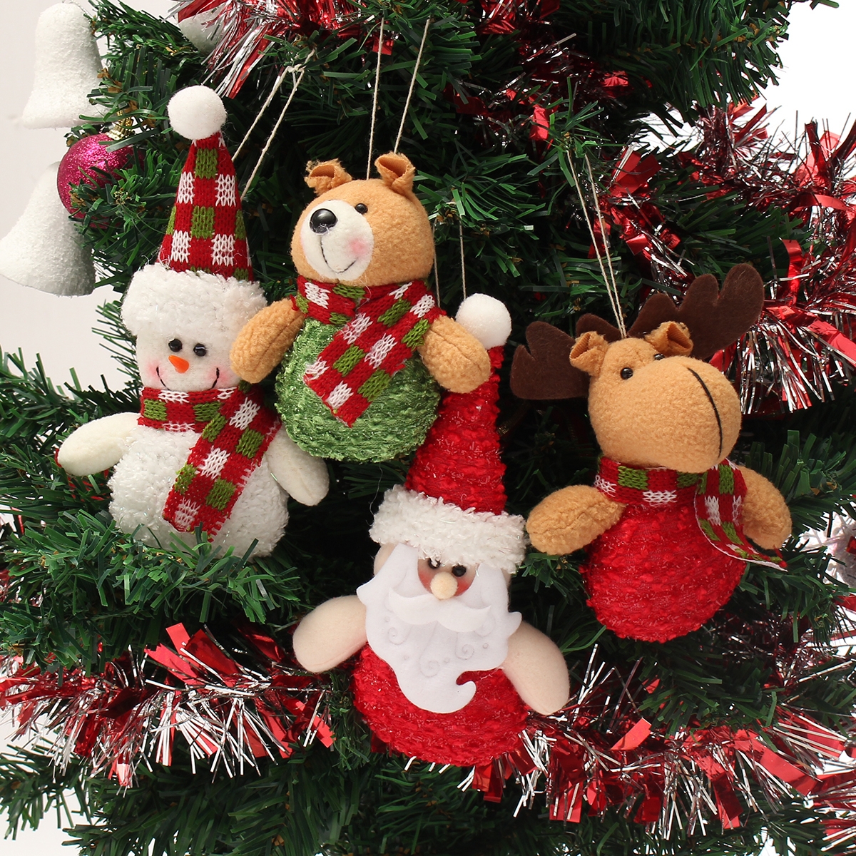 Christmas Haning Dolls Ornaments Snowman Reindeer Santa Claus Bear Xmas Decor