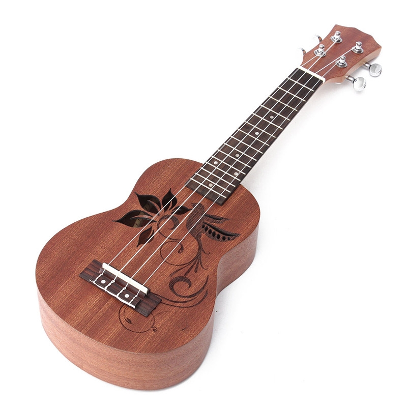 21 Inch Soprano Ukulele Uke Sapele 15 Frets Musical Instrument Flower