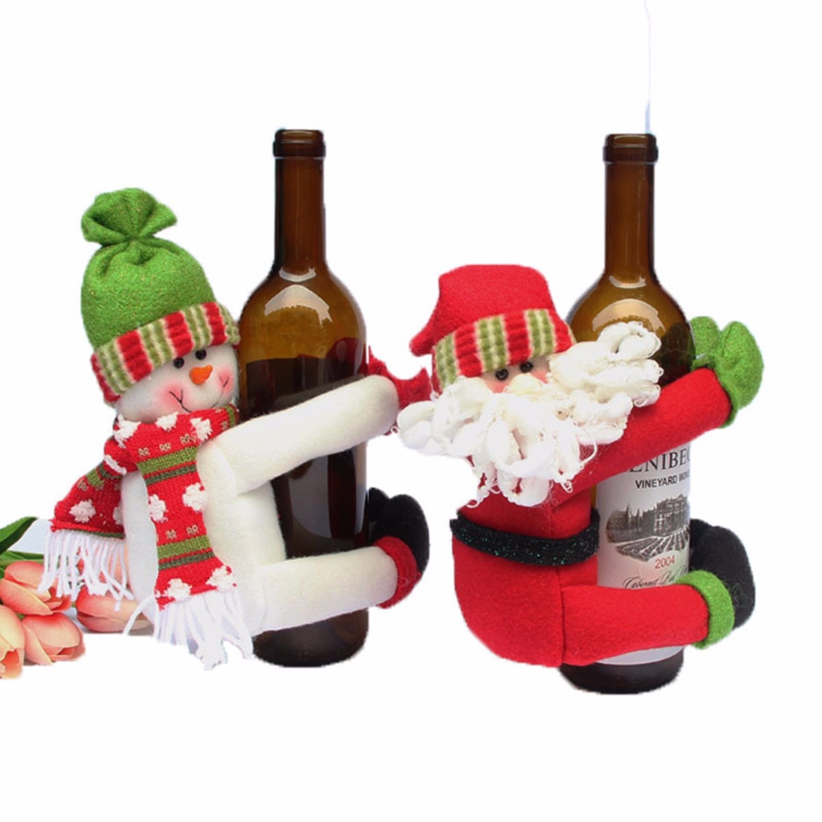 Christmas Santa Snowman Wine Bottle Cover Ornament Xmas Party Dinner Table Decor