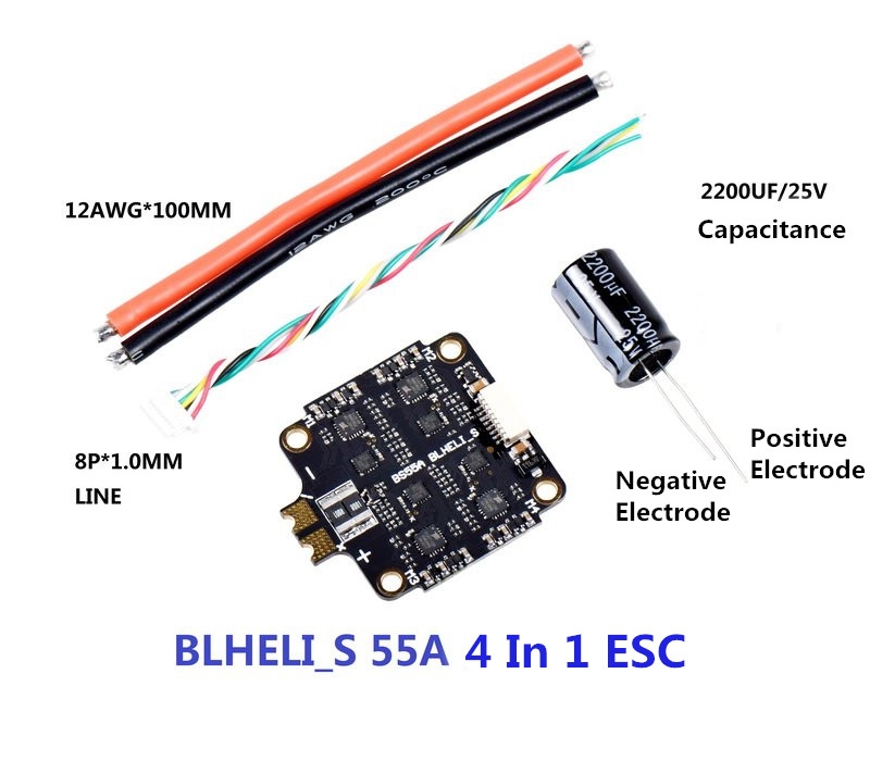 JHEMCU BLHELI_S 55A 4In1 ESC 2S-6S Dshot600 Dshot150 Dshot300 30.5mm For FPV Racing RC Drone