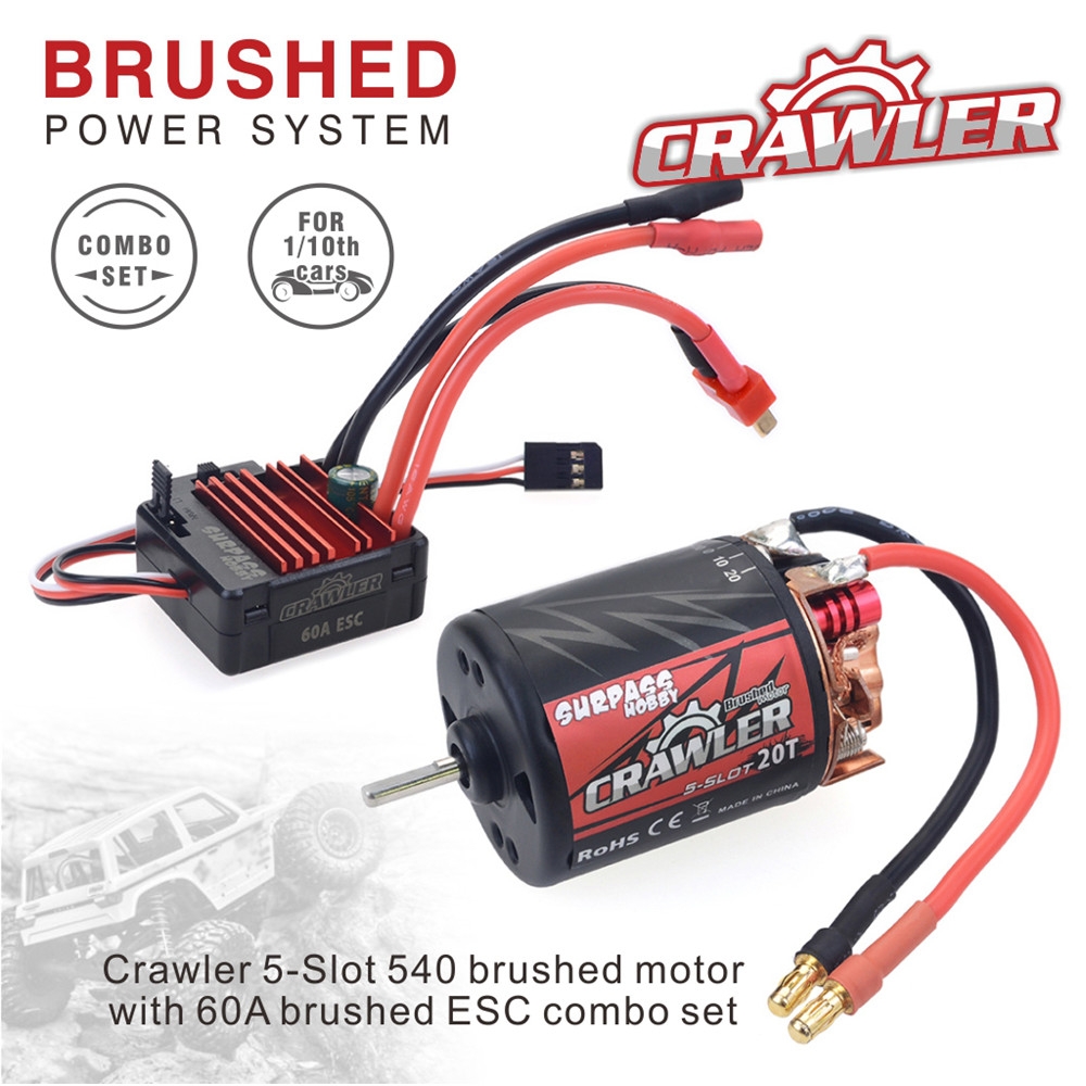 SURPASS Hobby Brush 540 20T RC Car Motor+60A ESC For 1/10 Crawler