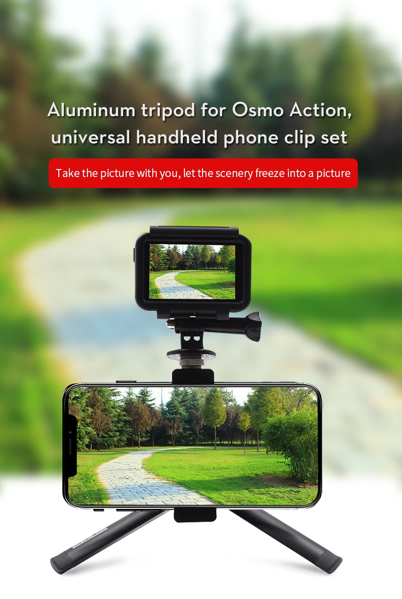 STARTRC Aluminum Tripod 360 Degree Rotation W/ 1/4" Screw Universal Handheld Phone Clip Set for OSMO Action Camera