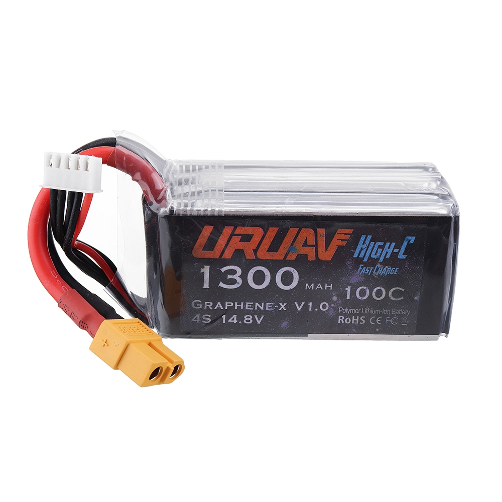 URUAV Graphene-X V1.0 4S 14.8V 1300mAh 100C Fast Charge Lipo Battery XT60 Plug for RC Drone FPV Racing