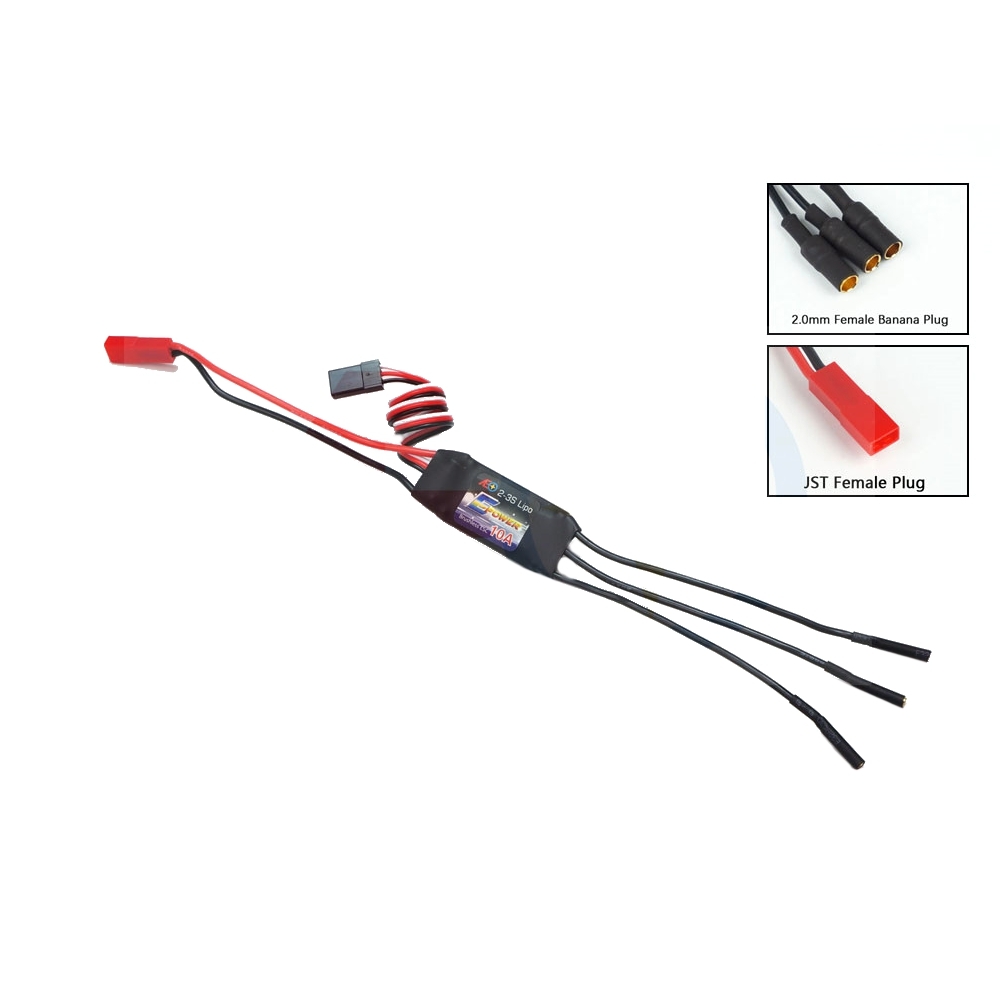 AEORC E-Power BE003 Motor Speed Controller 10A Brushless ESC 4S 5S with UBEC 2mm Banana Plug JST Connector for RC Airplane FPV Racing Drone
