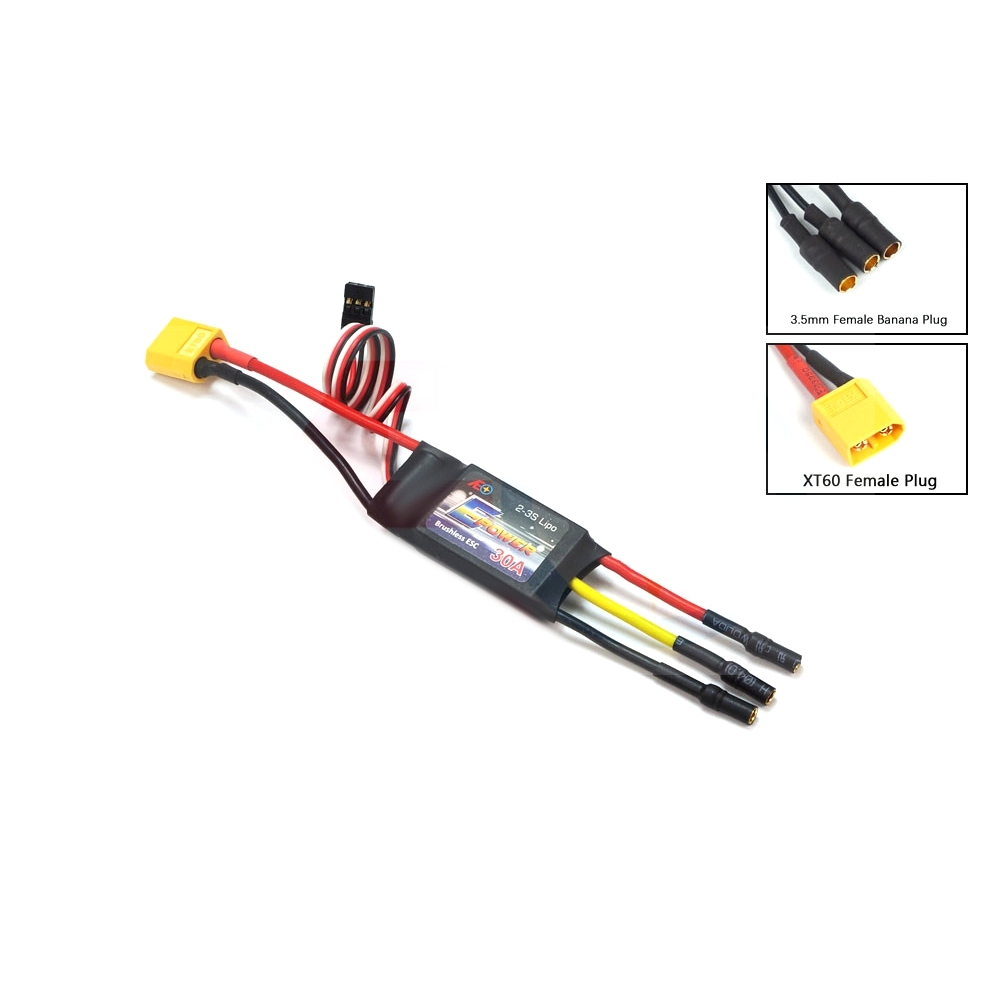 AEORC E-Power BE006 Motor Speed Controller 30A Brushless ESC 4S 5S with UBEC 3.5mm Banana Plug XT60 Connector for RC Airplane FPV Racing Drone