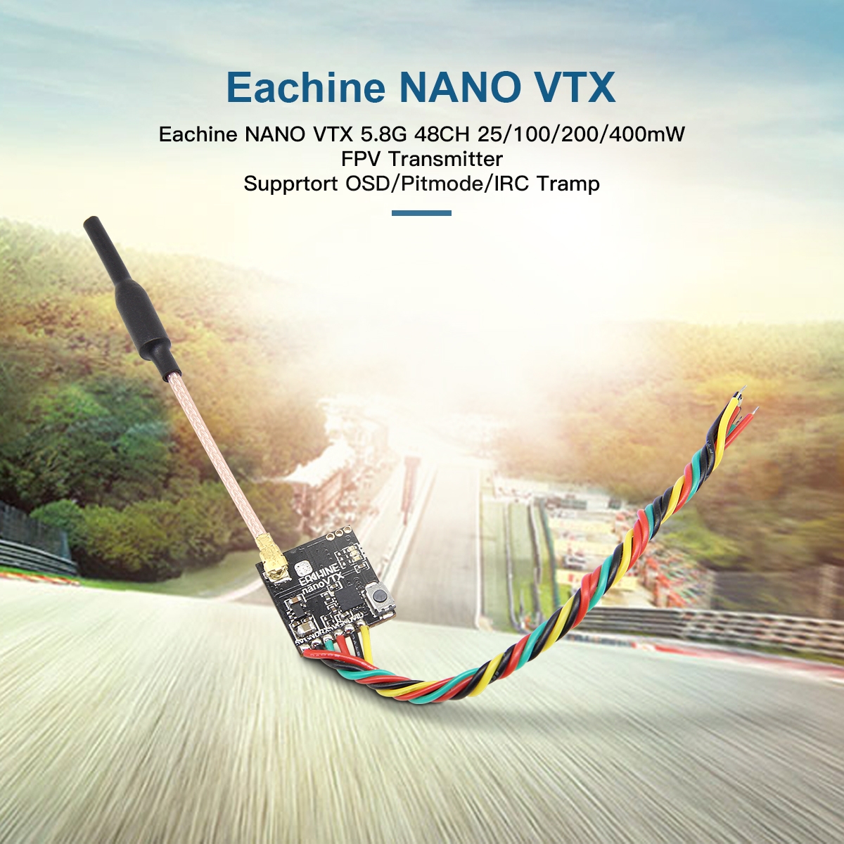 Eachine NANO VTX 5.8GHz 48CH 25/100/200/400mW Switchable FPV Transmitter Support OSD/Pitmode/IRC Tramp