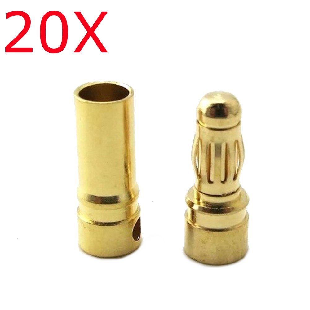 20 Pair 4mm Gold Bullet Connector Banana Plug For ESC Battery Motor