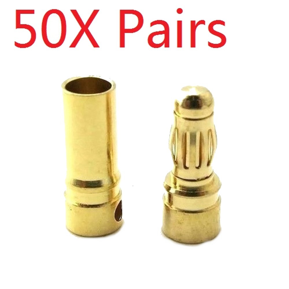 50 Pair 4mm Gold Bullet Connector Banana Plug For ESC Battery Motor