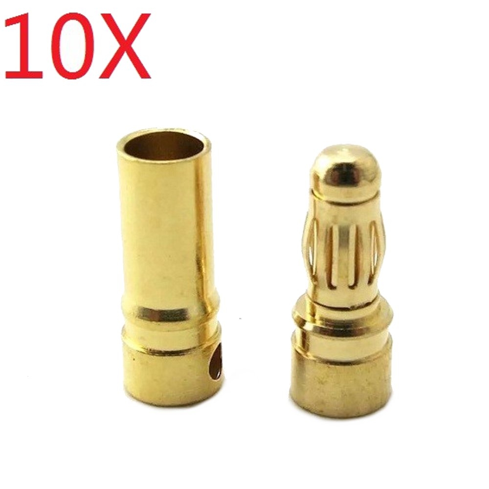 10 Pair 4mm Gold Bullet Connector Banana Plug For ESC Battery Motor