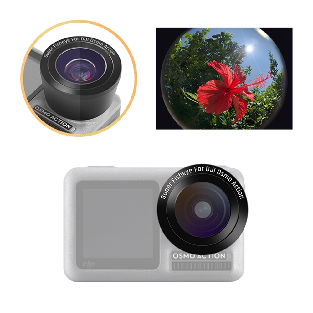 Optical Glass Coating 180 Degree Wide Angle Super Fisheye Lens for DJI OSMO Action Camera