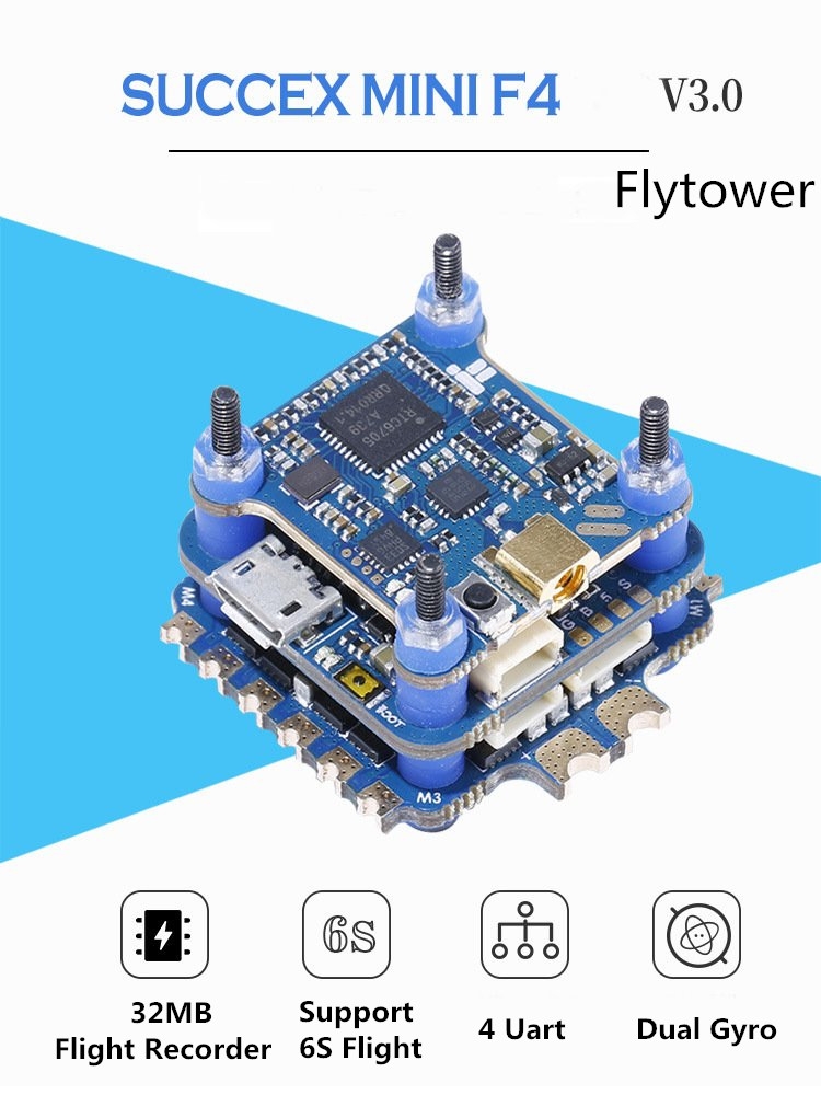 iFlight SucceX F4 V3 Mini Flight Controller 35A Blheli_32 2-6S ESC 5.8G Dual Gyro 500mW Smartaudio VTX