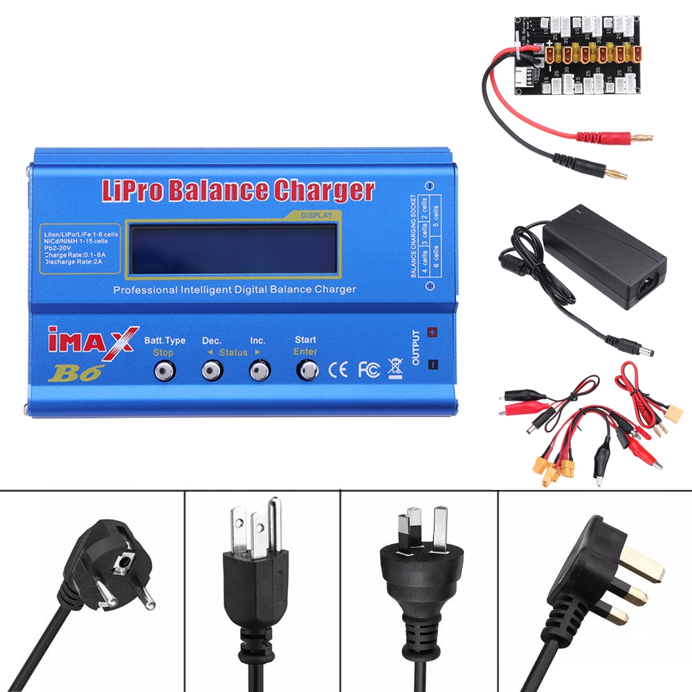 iMAX B6 80W 6A AC Battery Balance Charger with 12V 5A Power Supply with XT30 Parallel Board