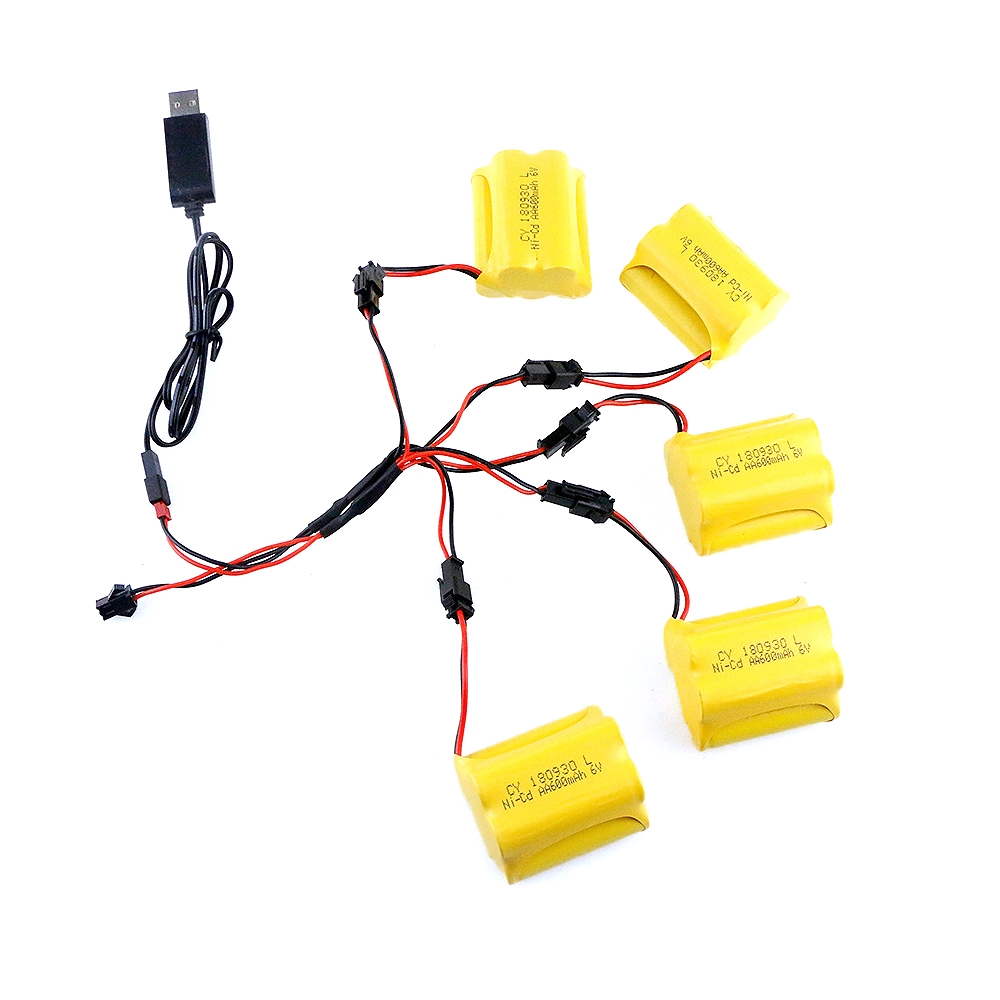 5Pcs JJRC Q61 Ni-Cd 6V 600MAH Battery+USB Line-04+DYX-0009 For JJRC Q61 RC Car Parts