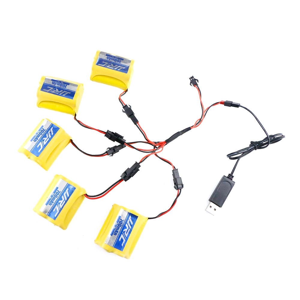 5Pcs JJRC Q60 Ni-Cd 6V 700MAH 5C Battery+USB Line-04+DYX-0009 For JJRC Q60 RC Car Parts