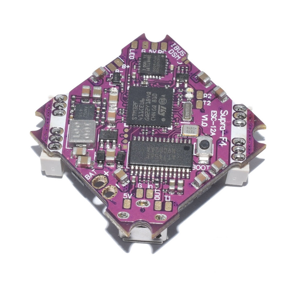 Supra-F4-12A V1.0 F4 Flight Controller AIO OSD BEC Built-in 12A BL_S ESC & 200mW VTX Stack for Tinywhoop FPV Racing Drone