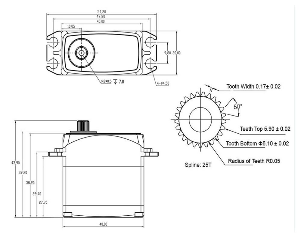 URUAV Deluxe Line BLS3211 32KG 0.11s@7.4v/60˚ IP67 Waterproof Brushless Digital HV Metal Gear Case Servo