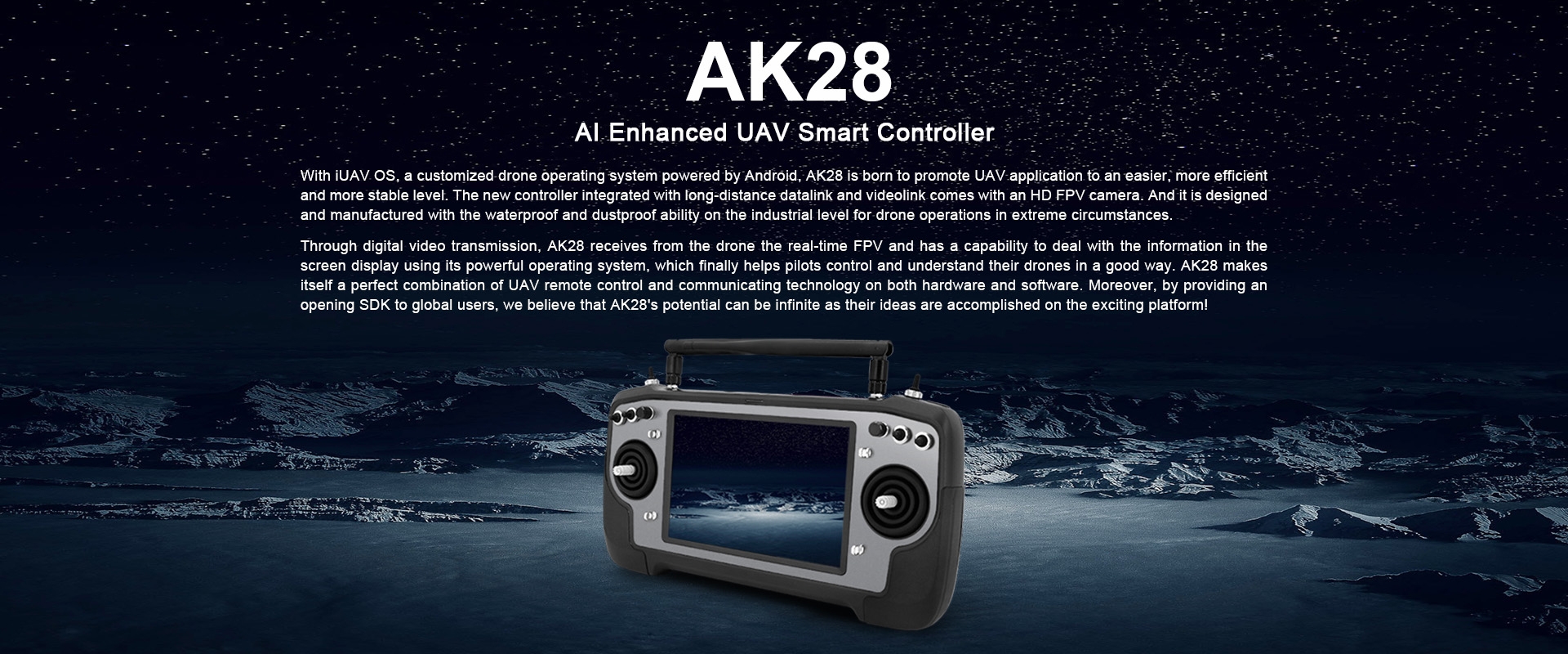 SIYI AK28 2.4GHz 14CH Smart Transmitter AI Enhanced UAV Smart Controller Support Radiolink Datalink Videolink for RC Drone