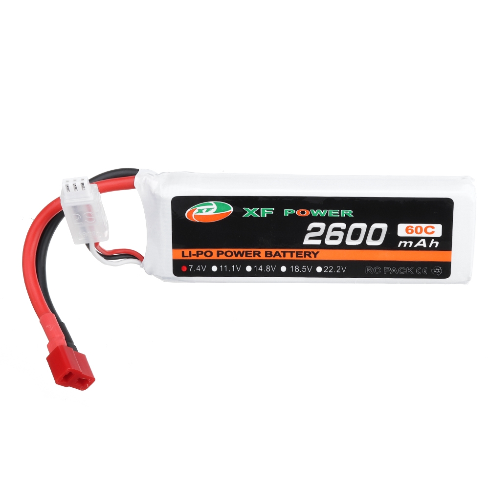 XF POWER 7.4V 2600mAh 60C 2S Lipo Battery T Plug for RC Car