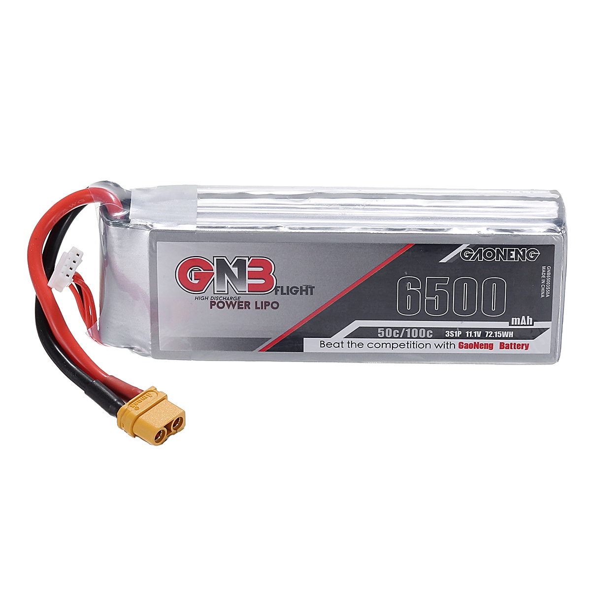 Gaoneng GNB 11.1V 6500mAh 50C 3S Lipo Battery XT60U-F Plug for RC Car