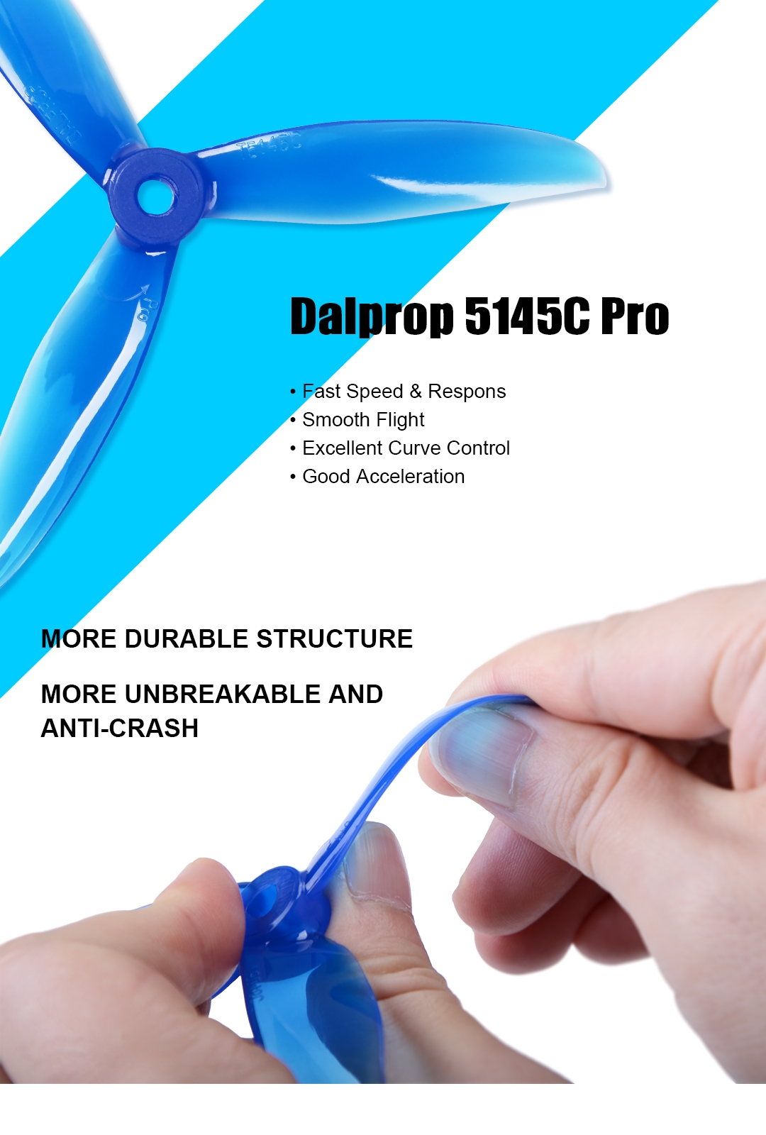 2 Pairs DALPROP Cyclone T5145C Pro 5 Inch Unbreakable Aggressive Propeller Compatible POPO