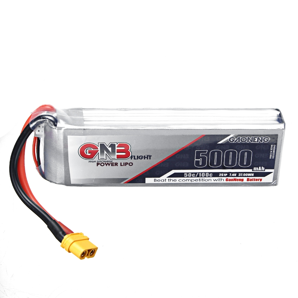 Gaoneng GNB 7.4V 5000mAh 50C 2S Lipo Battery XT60 Plug for Rc Racing Car