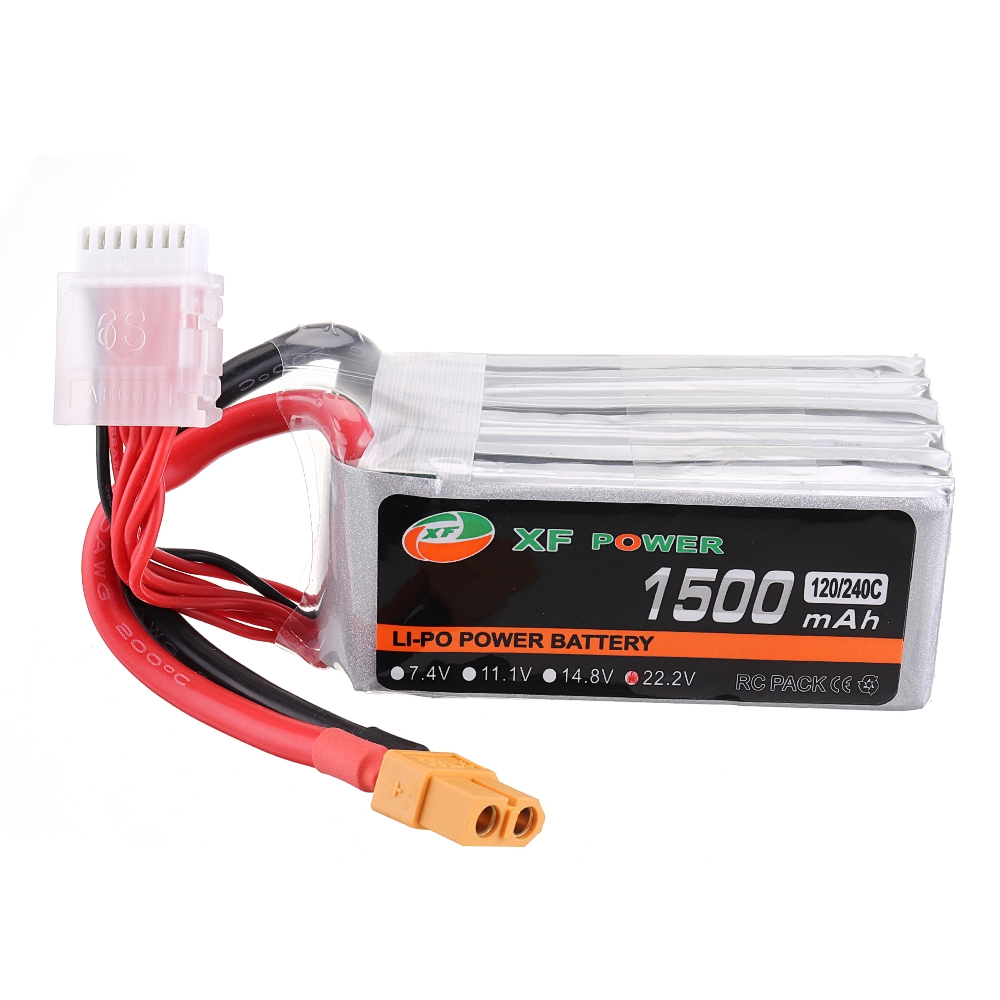 XF POWER 22.2V 1500mAh 120C/240C 6S Lipo Battery XT60 Plug for FPV RC Racing Drone