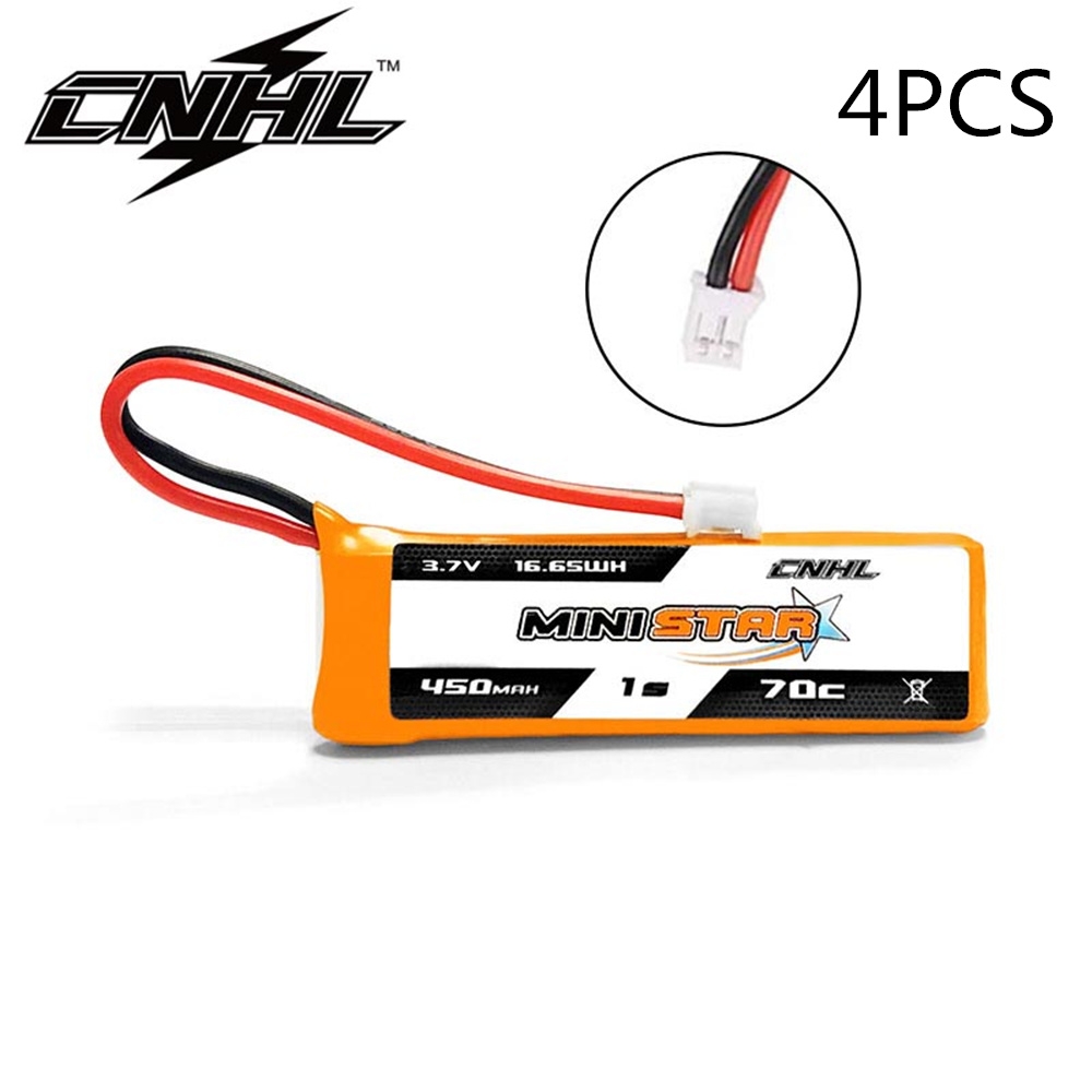 4PCS CNHL MiniStar 450mAh 3.7V 1S 70C Lipo Battery With PH 2.0 for EMAX TinyHawk