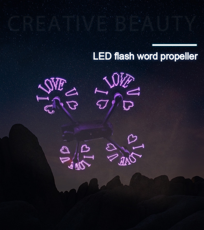 8743 Purple LED Flash Word Propeller Programmable Rechargeable Props Blade for DJI Mavic 2 Pro/Zoom Drone
