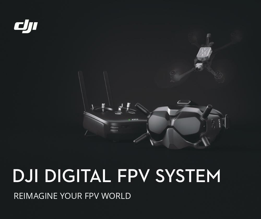 DJI Digital FPV System Air Unit 5.8GHz 8CH Transmitter HD 1080P Camera 1440X810 Goggle Combo With Remote Controller Mode 2 Super Low Latency for RC Racing Drone