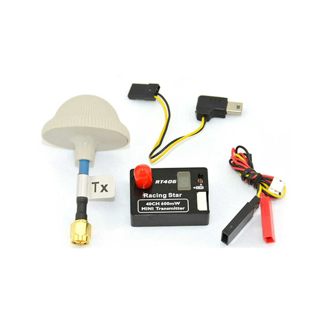 5.8Ghz 40CH 600mW A/V Mini FPV Transmitter TX RT406 with LCD Display Mushroom Antenna for FPV Multicopter RC Drone