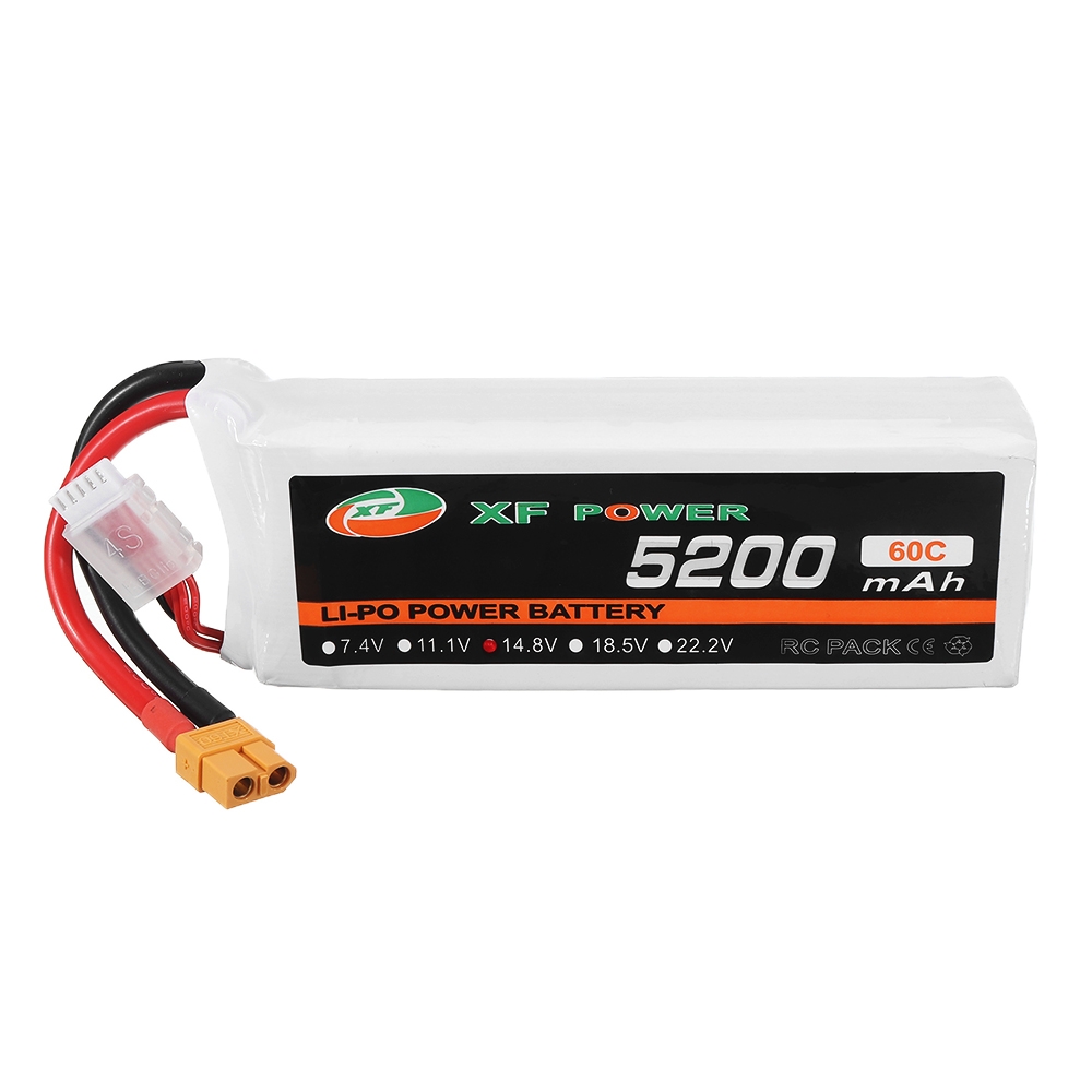 XF POWER 14.8V 5200mAh 60C 4S Lipo Battery T Plug for RC Car Quadcopter