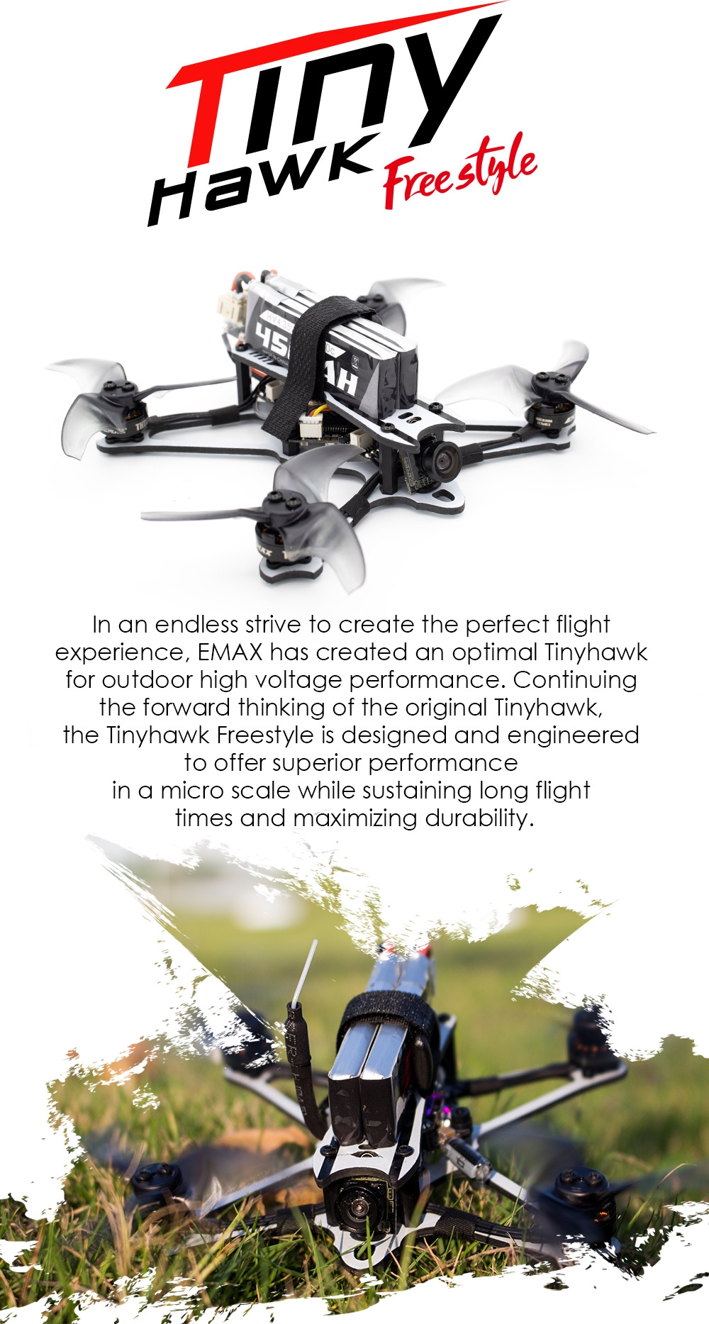 15% off for EMAX Tinyhawk Freestyle 115mm 2.5inch F4 5A ESC FPV Racing RC Drone BNF Version